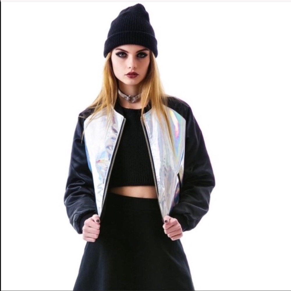 UNIF HOLOGRAPHIC BOMBERSTYLE JACKET eUc XS🥊🖤🔥💯